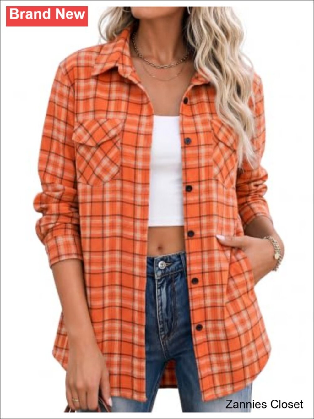 👻 Zeagoo Flannel Shirt Women Plaid Button Down Shacket Long Sleeve Fall Top